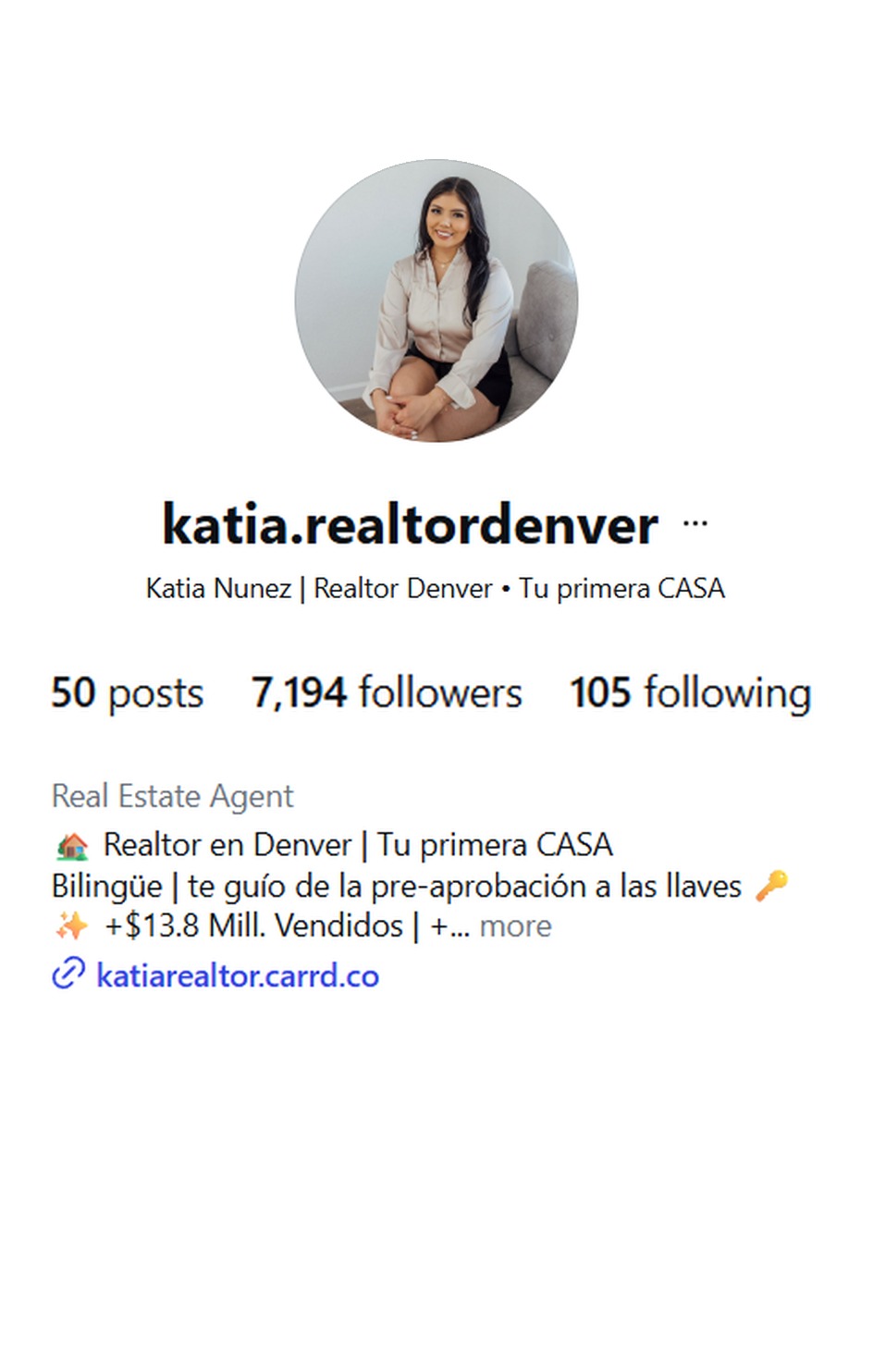 Perfil de Instagram de la cuenta con 7,194 seguidores